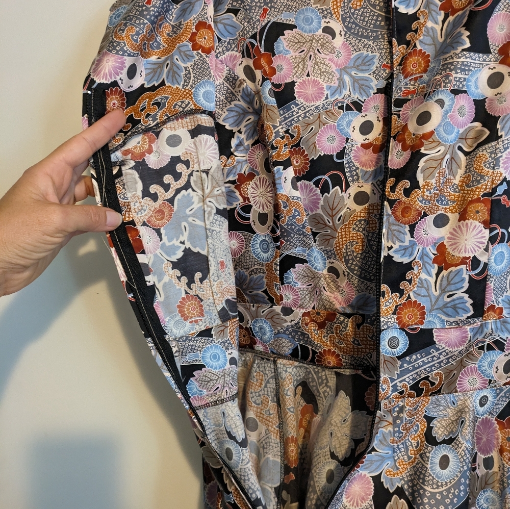 Audrey K Boutique Silk Floral Paisley Tea Dress size S made in USA - Picture 6 of 8